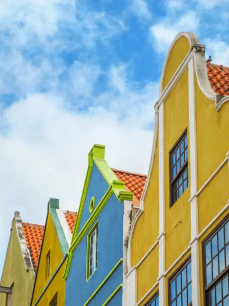Colorful colonial architecture on the Dutch island Curacao.