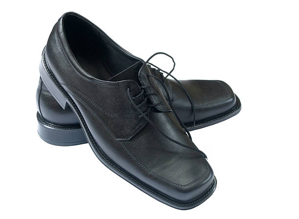 istock Pair of black man shoes 90834550