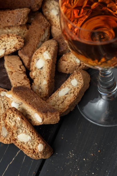 istock Italian cantuccini biscuits and a glass of wine 908347176