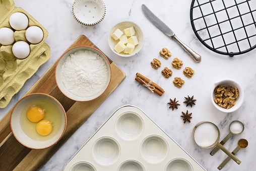 Baking ingredients from above