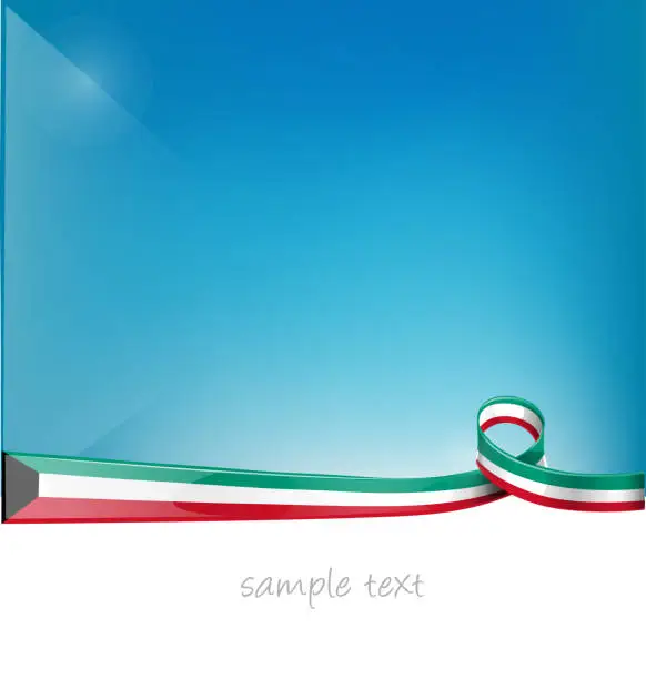 Vector illustration of kuwait ribbon flag on blue sky background