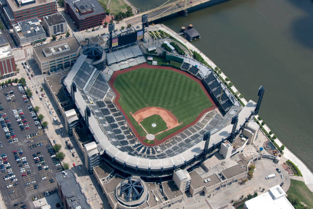 aerial view of pnc park - pnc park imagens e fotografias de stock