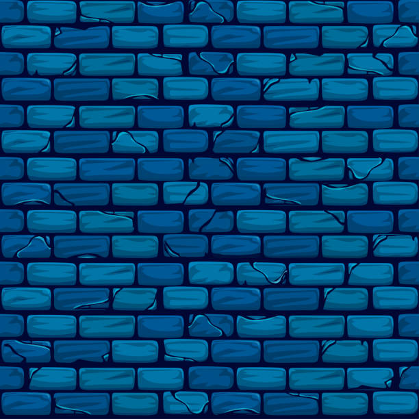 Seamless Blue Brick Wall Background Texture Pattern Stock Illustration -  Download Image Now - iStock