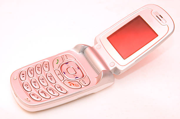 isolated flip cell phone, open stock photo