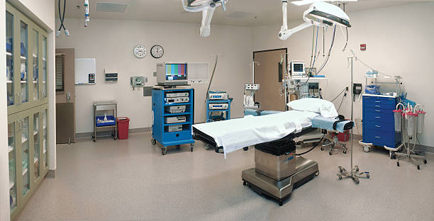istock Wide view of an empty operating room with bed and equipment  90835725
