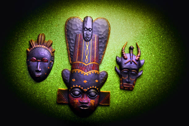 istock Wooden Asian Mask Studio quality light 908367440