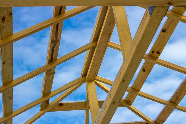 istock Details of construction wooden roof, roofing timber structure system. 908370138