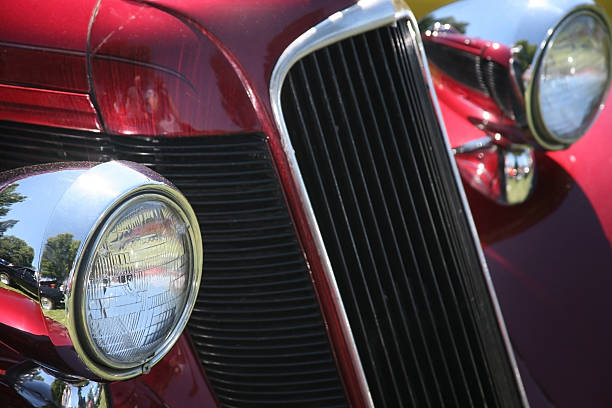 istock Vintage Car Headlights and Grill 90837355
