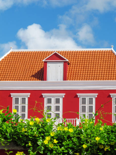 Colorful colonial architecture on the Dutch island Curacao.