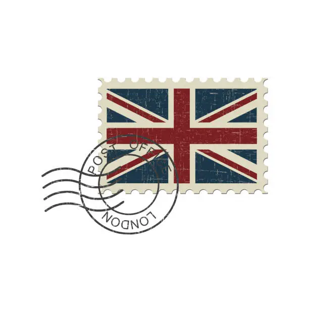 Vector illustration of Postage Stamp English flag