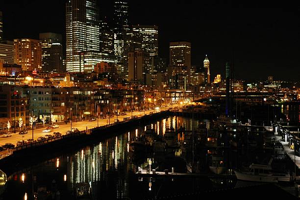 Cтоковое фото Сиэтл на ночь