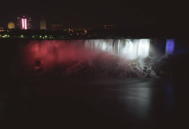 Niagara falls at night stock photo