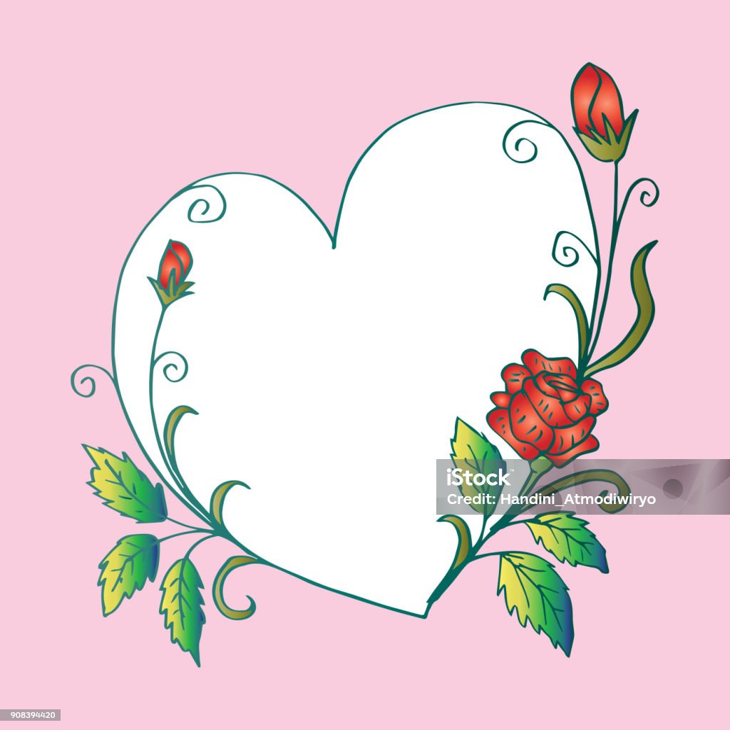Heart Frame With Roses Heart Frame With Rose Flower Stock Illustration - Download Image Now ...