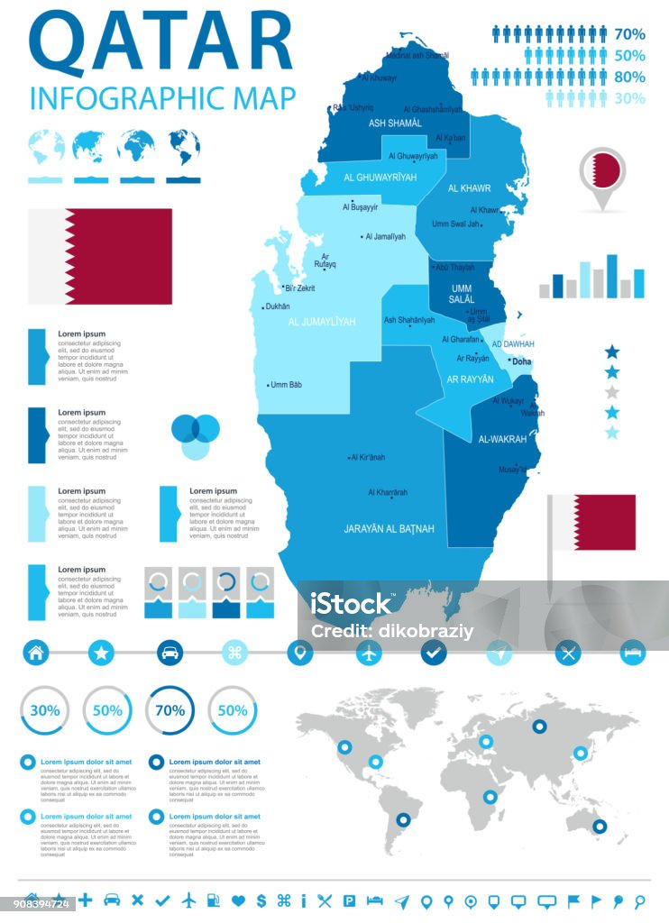 Qatar Definition Qatar Infographic Map And Flag Detailed Vector Illustration Stock ...
