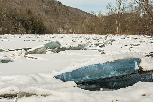 A massive Ice Jam on the Housatonic River in Kent Connecticut in 2018.