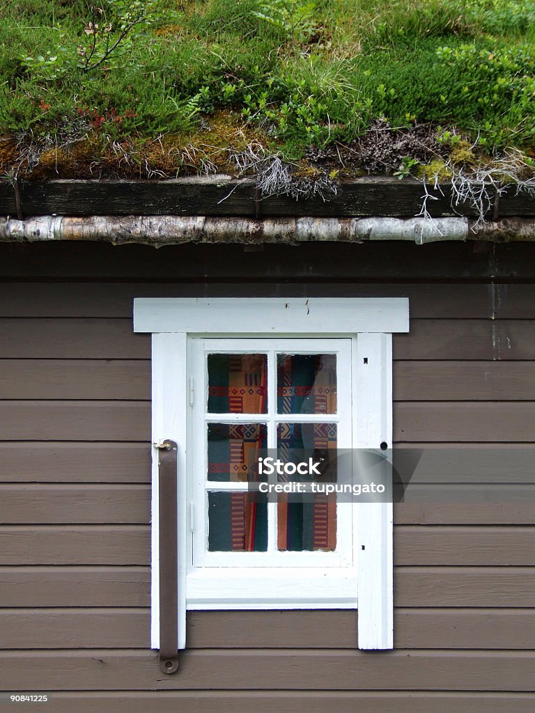 Norwegian maison avec de l'herbe sur le toit - Photo de Architecture libre de droits