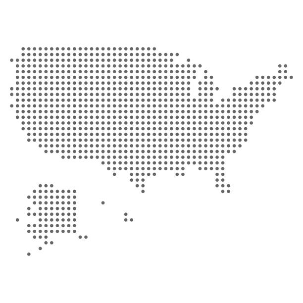 USA spotted map Vector illustration of the map of the USA in a spotted style flat country stock illustrations