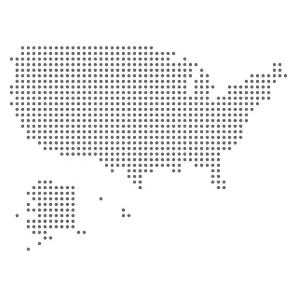 Vector illustration of USA spotted map