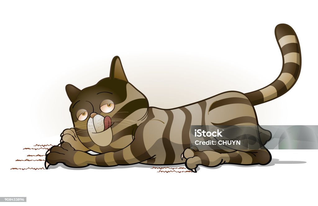 Pleasure Young cat scratching everywhere. Domestic Cat stock vector