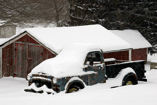 istock 1950'spick-up truck in snow 90843728