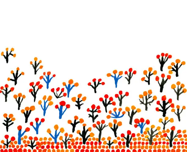 Vector illustration of Autumn trees border, pattern