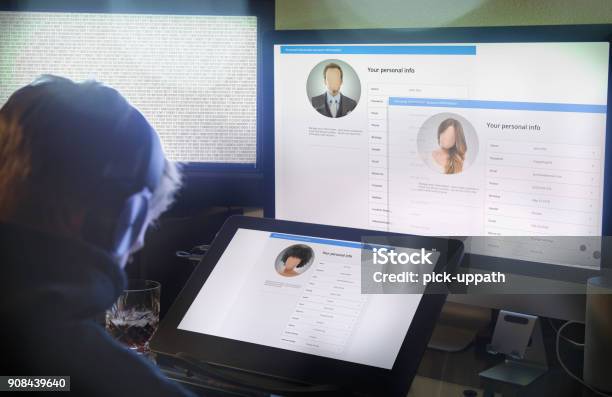 Hacker Stealing Your Identity Stock Photo - Download Image Now - Stealing - Crime, Identity, Thief