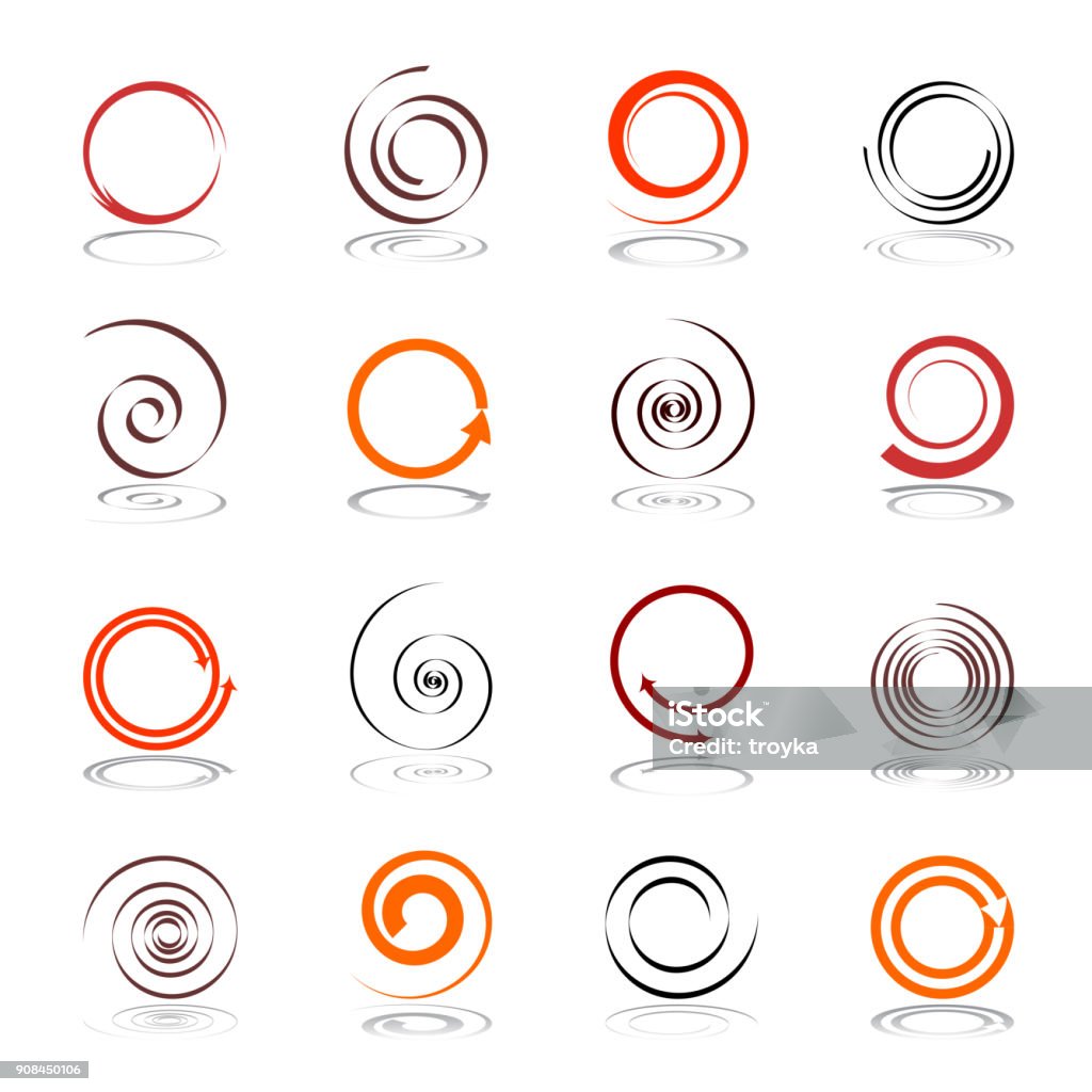 Spiral design elements. Set of spiral design elements. Vector art. Spiral stock vector