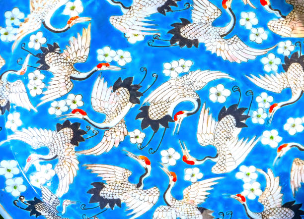istock OLd Chinese Ceramic Cranes Plate  Panjuan Flea Market  Beijing China 908459264