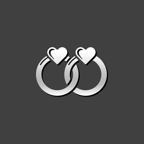 Metallic Icon - Wedding Ring Wedding ring icon in metallic grey color style. surrey hotel southeast england england stock illustrations