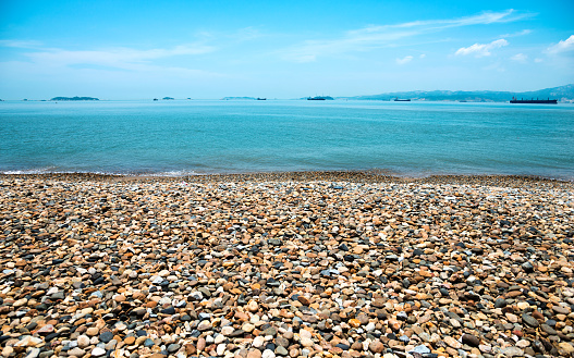 Pebble beach and blue ocean