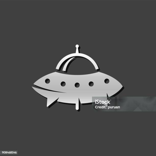 Metallic Icon Flying Saucer Stock Illustration - Download Image Now - 50-54 Years, Alien, Ancient Civilization