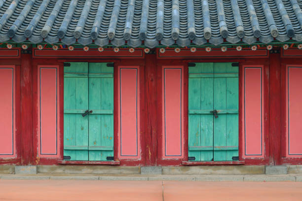 istock Korean traditional, A view of a hanok(Korean traditional house) with a visit 908471928