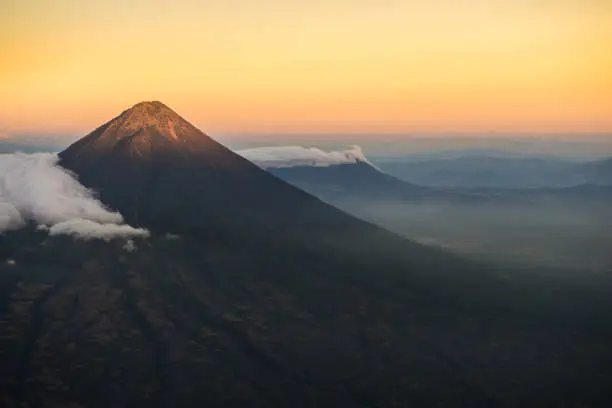Agua volcano outside Antigua, Guatemala taken at sunset from Acatenango volcano.