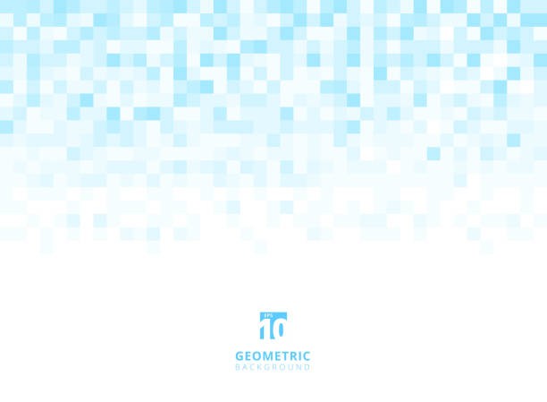 ilustrações de stock, clip art, desenhos animados e ícones de abstract squares geometric light blue background with copy space. pixel, grid, mosaic. - seamless brick repetition pattern