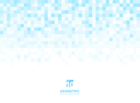 Abstract squares geometric light blue background with copy space. Pixel, Grid, Mosaic. Vector illustration