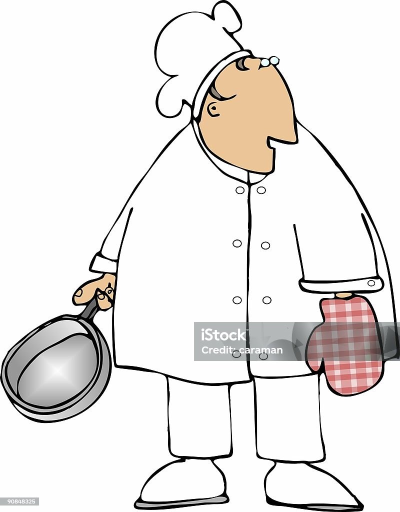 Chef con un Guanto da cucina - Illustrazione stock royalty-free di Adulto