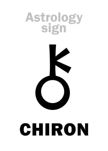Vector illustration of Astrology Alphabet: CHIRON, planetoid (Little planet). Hieroglyphics character sign (single symbol).