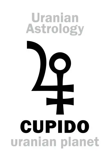 Vector illustration of Astrology Alphabet: CUPIDO (Amur), Uranian planet (trans-neptunian point). Hieroglyphics character sign (single symbol).