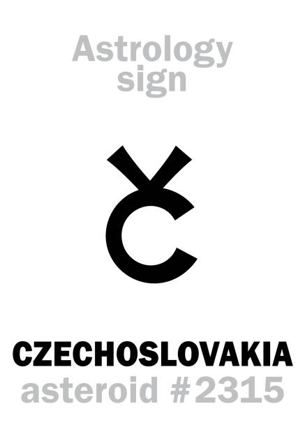ilustrações de stock, clip art, desenhos animados e ícones de astrology alphabet: czechoslovakia, asteroid #2315. hieroglyphics character sign (single symbol). - map the future of civilization