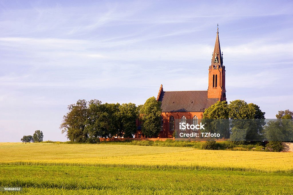 Church  Agricultural Field Stock Photo