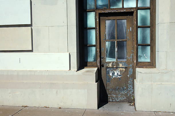 istock Old Ruined office door entrance 90849701