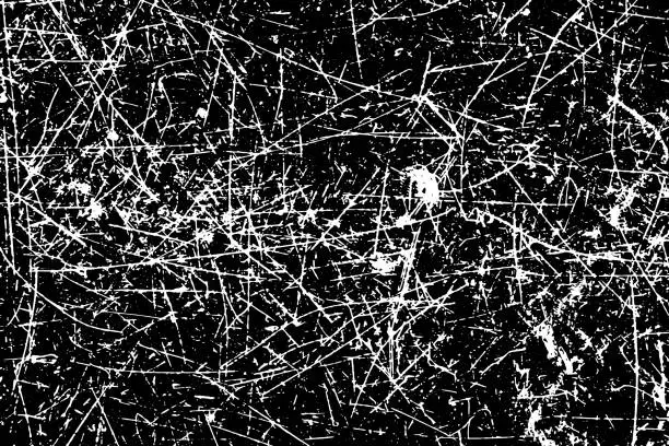 Vector illustration of Grunge texture of white scratch on black background (Vector). Use for decoration, aging or old layer
