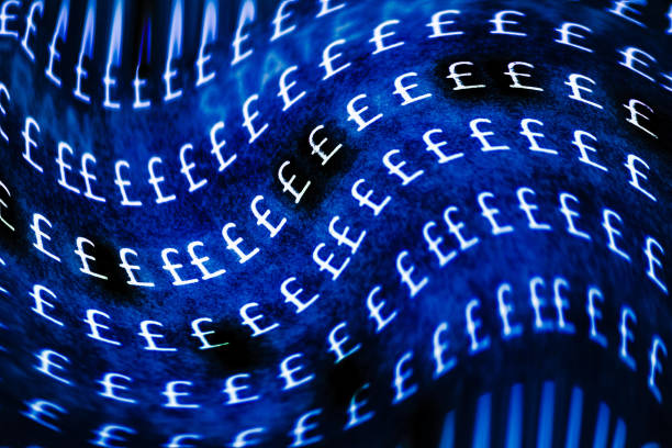 istock UK pound symbols distorted in a wave-like motion against a dark background 908522216