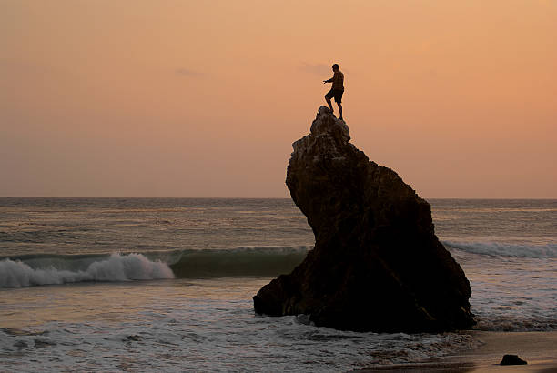 ocean witness  rock sea malibu silhouette stock pictures, royalty-free photos & images