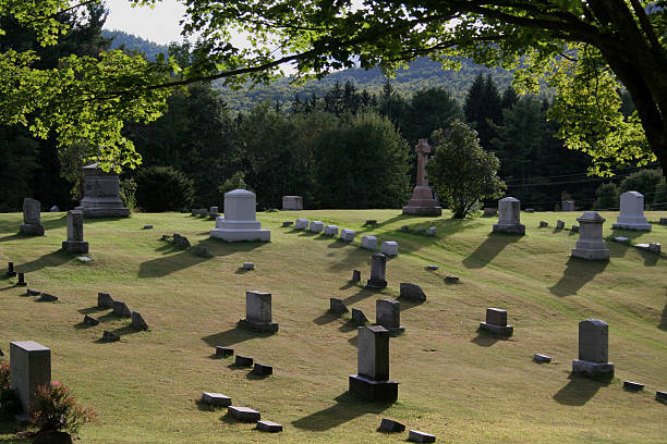 Grassy Cemetery stock photo