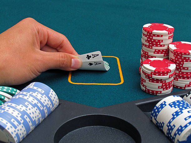 Poker - pocket aces a winning hand pocket rockets is one of the best starting hands in poker wsop stock pictures, royalty-free photos & images
