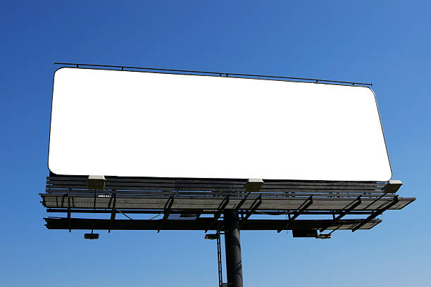 city blank billboard [ mit der path ] - metal billboard adboard marketing stock-fotos und bilder