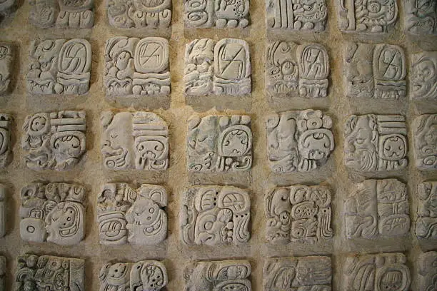 Stone tablet of a calendar used by the mayan culture in Guatemala and mexico