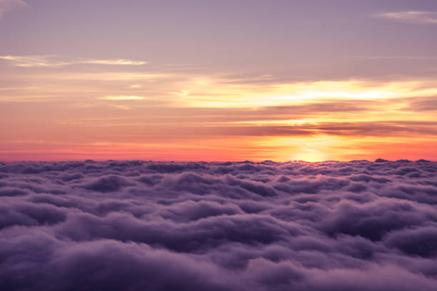 istock Beautiful dramatic sky. Sunset orange coulds . orange golden sunset 908540082
