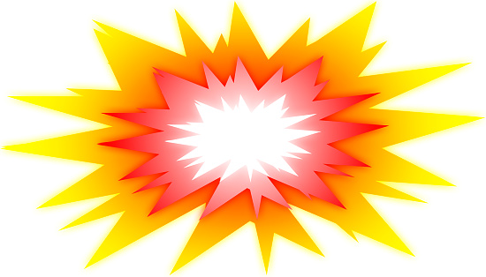 Explosion: Empty space, Blank, 3D Illustration, Bright Against the White Background.